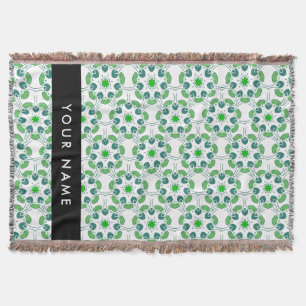 Leaf Pattern, Green Leaves, Your Name Throw Blanket