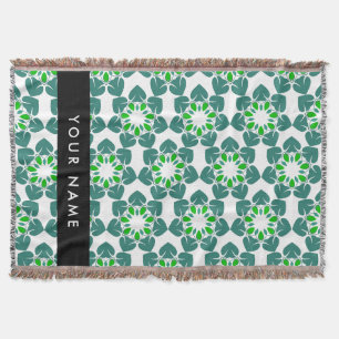 Leaf Pattern, Green Leaves, Your Name Throw Blanket