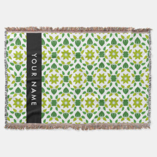 Leaf Pattern, Green Leaves, Your Name Throw Blanket