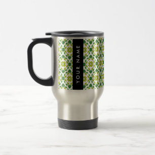 Leaf Pattern, Green Leaves, Your Name Travel Mug
