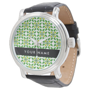 Leaf Pattern, Green Leaves, Your Name Watch