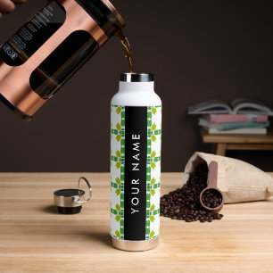 Leaf Pattern, Green Leaves, Your Name Water Bottle