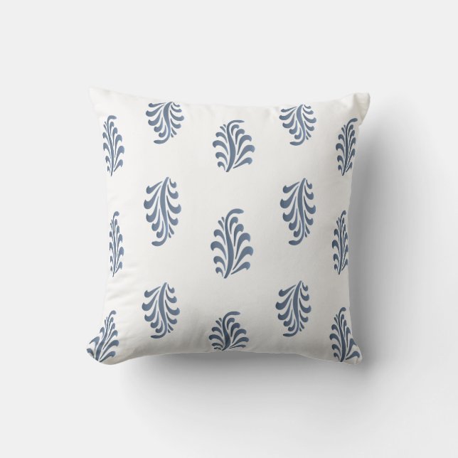 Leaf Pattern in Soft Blue Cushion (Front)
