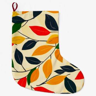 Leaf Pattern Large Christmas Stocking