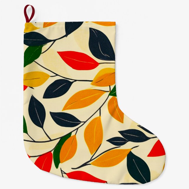 Leaf Pattern Large Christmas Stocking (Front)