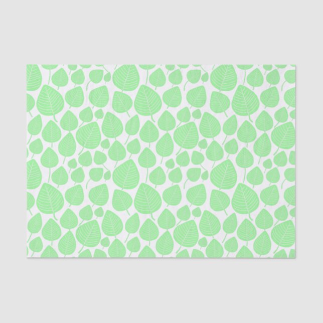 Leaf Pattern - Mint Green Tissue Paper (Front)