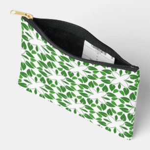 Leaf Pattern, Pattern Of Leaves, Green Leaves Accessory Pouch