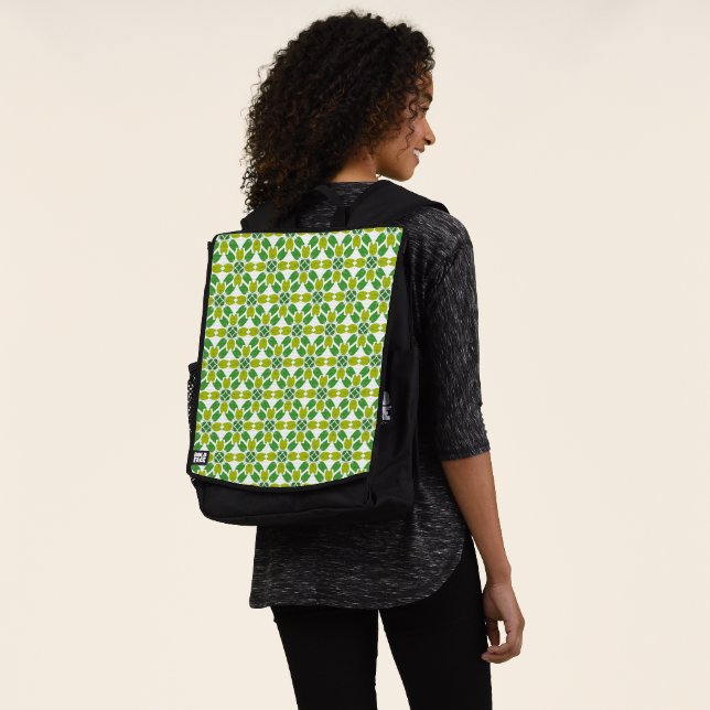 Leaf Pattern, Pattern Of Leaves, Green Leaves Backpack (Worn)