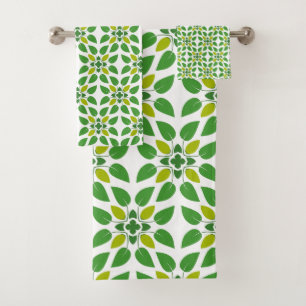 Leaf Pattern, Pattern Of Leaves, Green Leaves Bath Towel Set