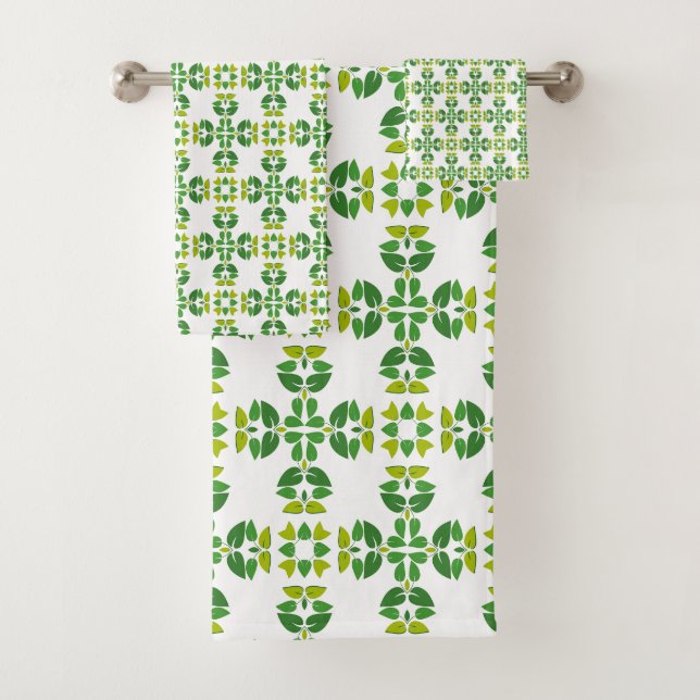 Leaf Pattern, Pattern Of Leaves, Green Leaves Bath Towel Set (Insitu)