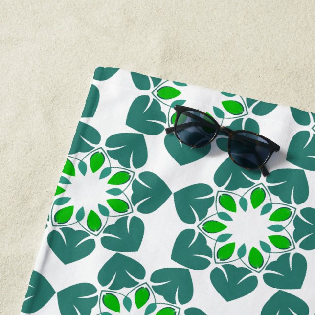 Leaf Pattern, Pattern Of Leaves, Green Leaves Beach Towel (In Situ)