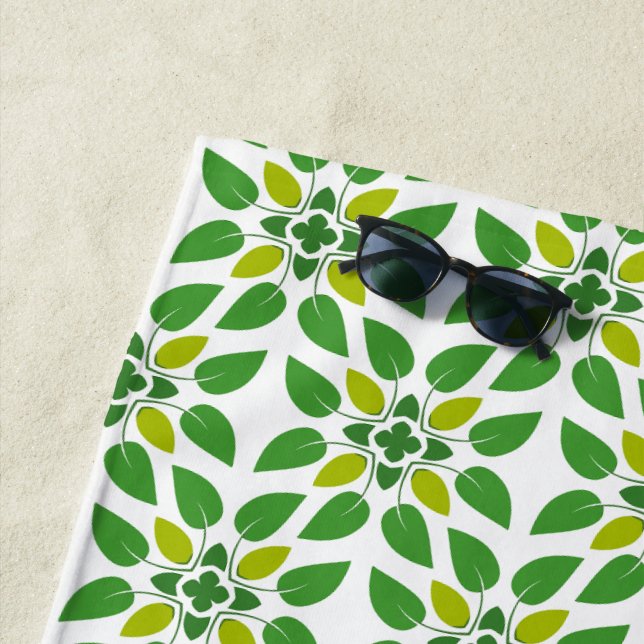 Leaf Pattern, Pattern Of Leaves, Green Leaves Beach Towel (In Situ)