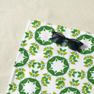 Leaf Pattern, Pattern Of Leaves, Green Leaves Beach Towel