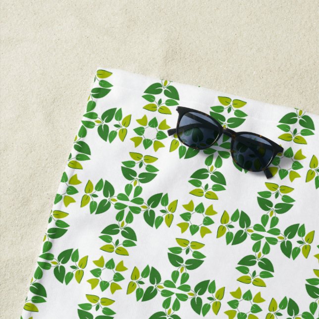 Leaf Pattern, Pattern Of Leaves, Green Leaves Beach Towel (In Situ)