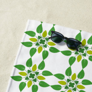 Leaf Pattern, Pattern Of Leaves, Green Leaves Beach Towel