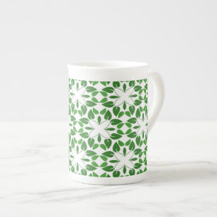 Leaf Pattern, Pattern Of Leaves, Green Leaves Bone China Mug