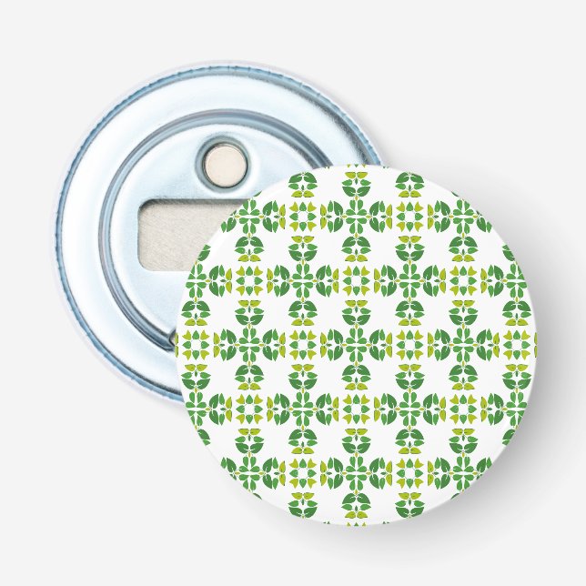 Leaf Pattern, Pattern Of Leaves, Green Leaves Bottle Opener (Front)