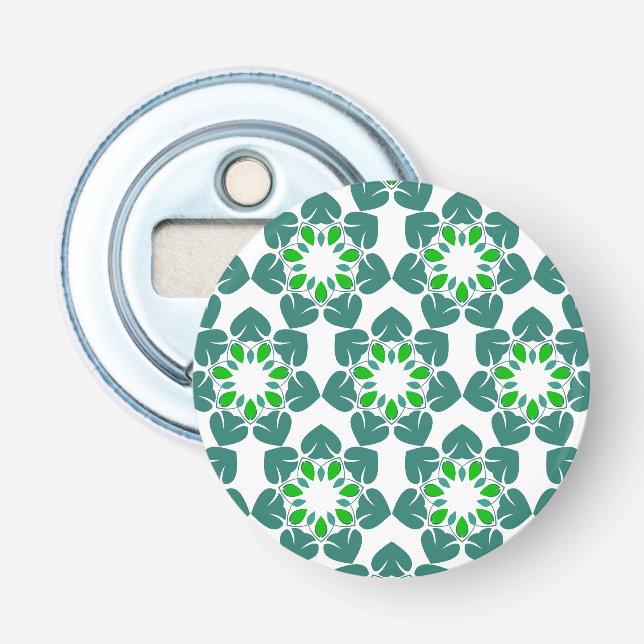 Leaf Pattern, Pattern Of Leaves, Green Leaves Bottle Opener (Front)