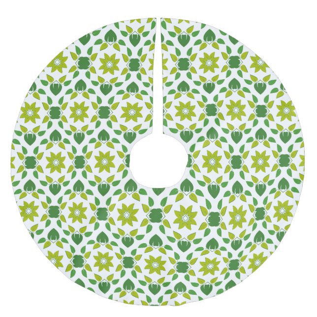 Leaf Pattern, Pattern Of Leaves, Green Leaves Brushed Polyester Tree Skirt (Front)