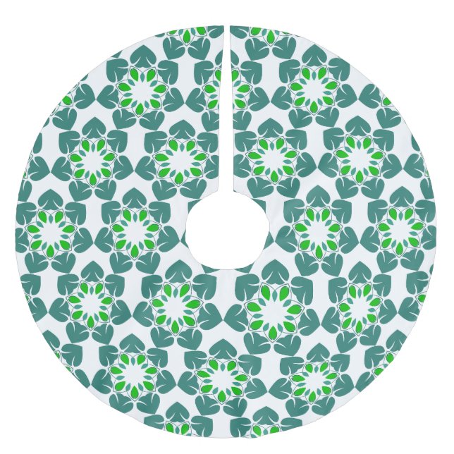 Leaf Pattern, Pattern Of Leaves, Green Leaves Brushed Polyester Tree Skirt (Front)