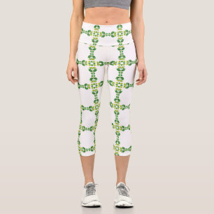 Leaf Pattern, Pattern Of Leaves, Green Leaves Capri Leggings
