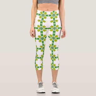 Leaf Pattern, Pattern Of Leaves, Green Leaves Capri Leggings