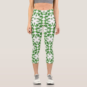 Leaf Pattern, Pattern Of Leaves, Green Leaves Capri Leggings