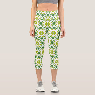 Leaf Pattern, Pattern Of Leaves, Green Leaves Capri Leggings
