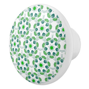 Leaf Pattern, Pattern Of Leaves, Green Leaves Ceramic Knob