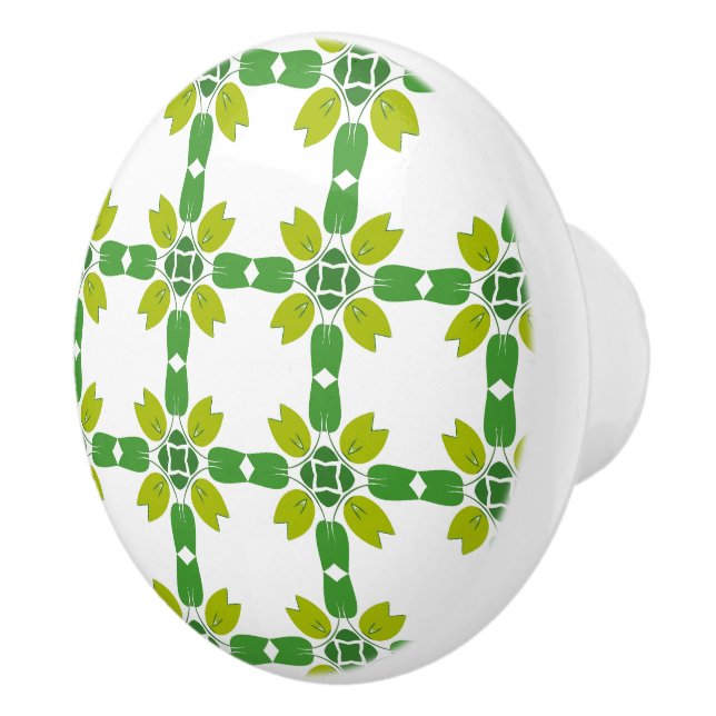 Leaf Pattern, Pattern Of Leaves, Green Leaves Ceramic Knob (Right)