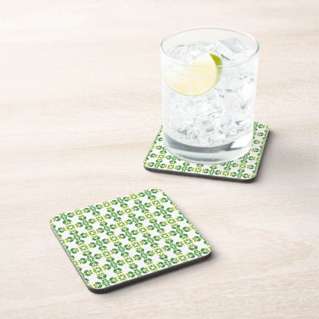 Leaf Pattern, Pattern Of Leaves, Green Leaves Coaster (Right Side)