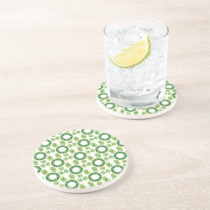 Leaf Pattern, Pattern Of Leaves, Green Leaves Coaster
