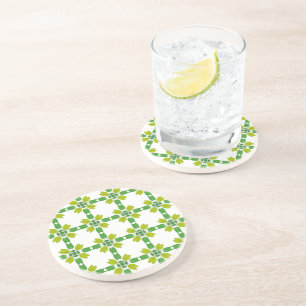 Leaf Pattern, Pattern Of Leaves, Green Leaves Coaster