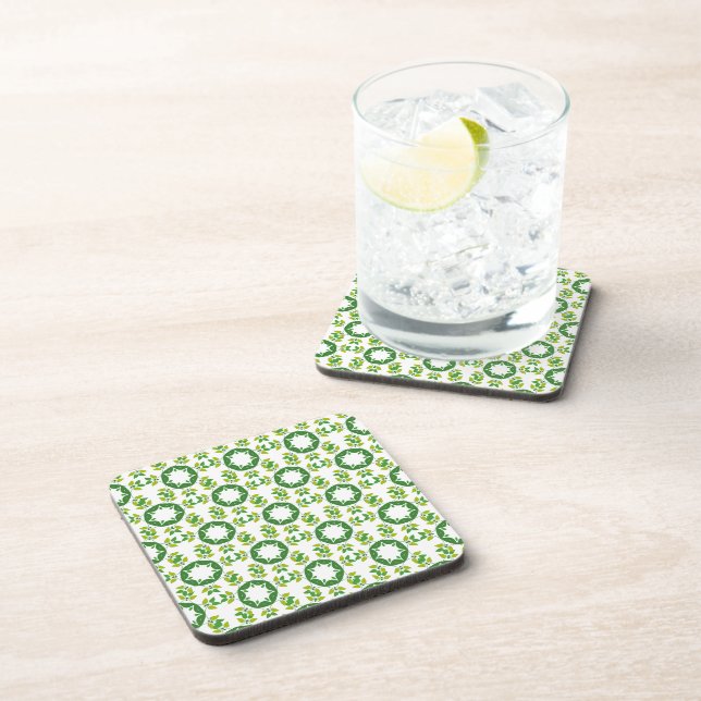 Leaf Pattern, Pattern Of Leaves, Green Leaves Coaster (Right Side)