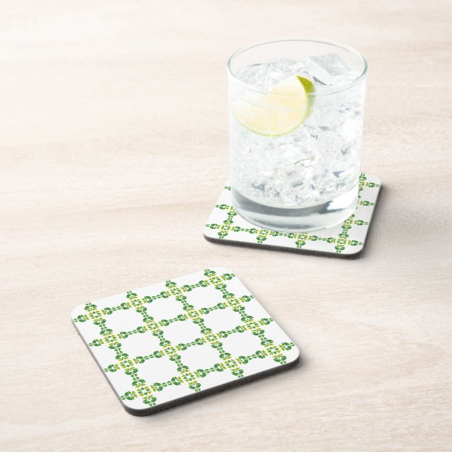Leaf Pattern, Pattern Of Leaves, Green Leaves Coaster (Right Side)