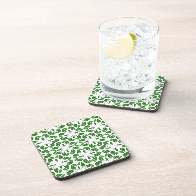 Leaf Pattern, Pattern Of Leaves, Green Leaves Coaster (Right Side)