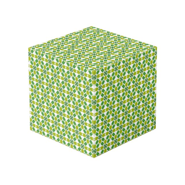 Leaf Pattern, Pattern Of Leaves, Green Leaves Cube (Front Angled)