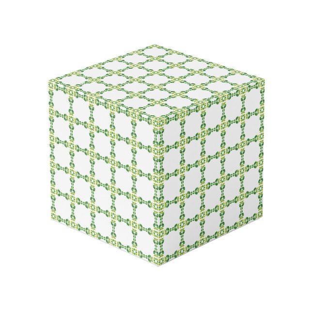Leaf Pattern, Pattern Of Leaves, Green Leaves Cube (Front Angled)