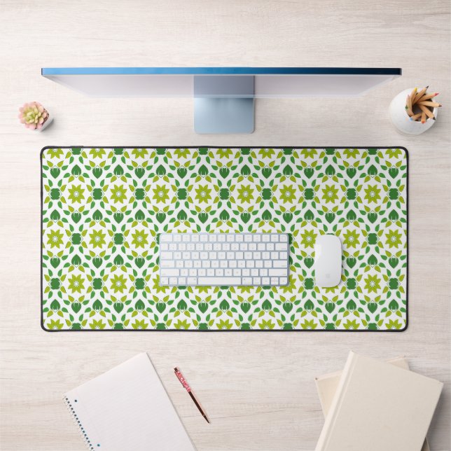 Leaf Pattern, Pattern Of Leaves, Green Leaves Desk Mat (Office 1)