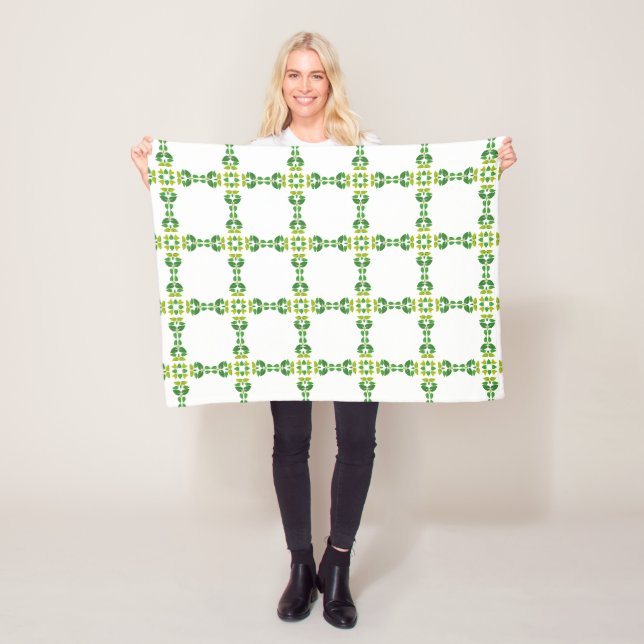 Leaf Pattern, Pattern Of Leaves, Green Leaves Fleece Blanket (In Situ)