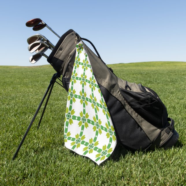 Leaf Pattern, Pattern Of Leaves, Green Leaves Golf Towel (Green)