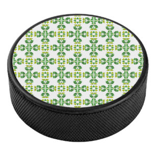 Leaf Pattern, Pattern Of Leaves, Green Leaves Hockey Puck