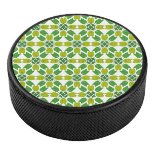 Leaf Pattern, Pattern Of Leaves, Green Leaves Hockey Puck