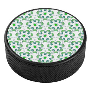 Leaf Pattern, Pattern Of Leaves, Green Leaves Hockey Puck