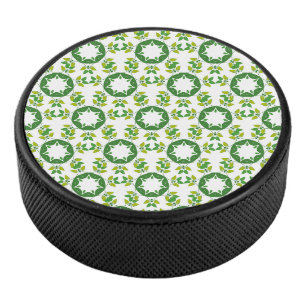 Leaf Pattern, Pattern Of Leaves, Green Leaves Hockey Puck