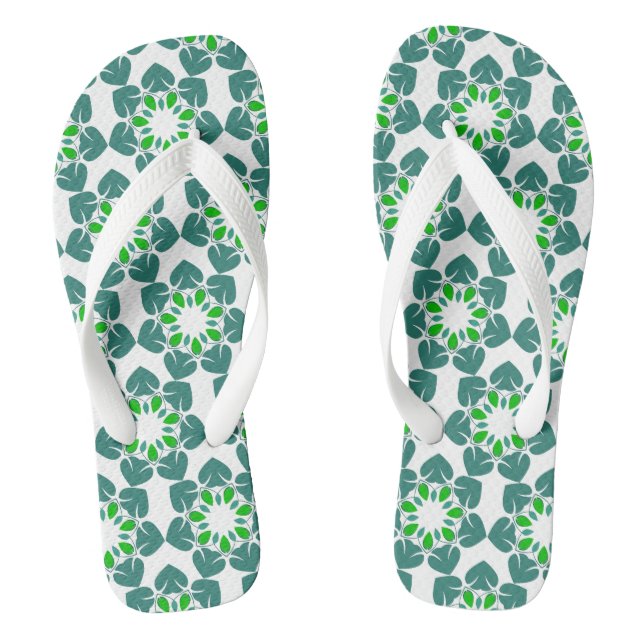 Leaf Pattern, Pattern Of Leaves, Green Leaves Jandals (Footbed)