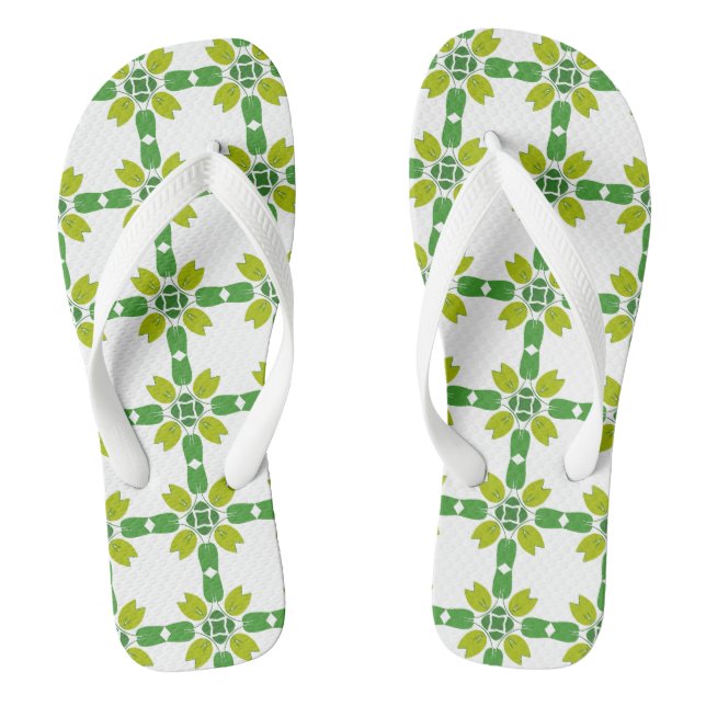 Leaf Pattern, Pattern Of Leaves, Green Leaves Jandals (Footbed)