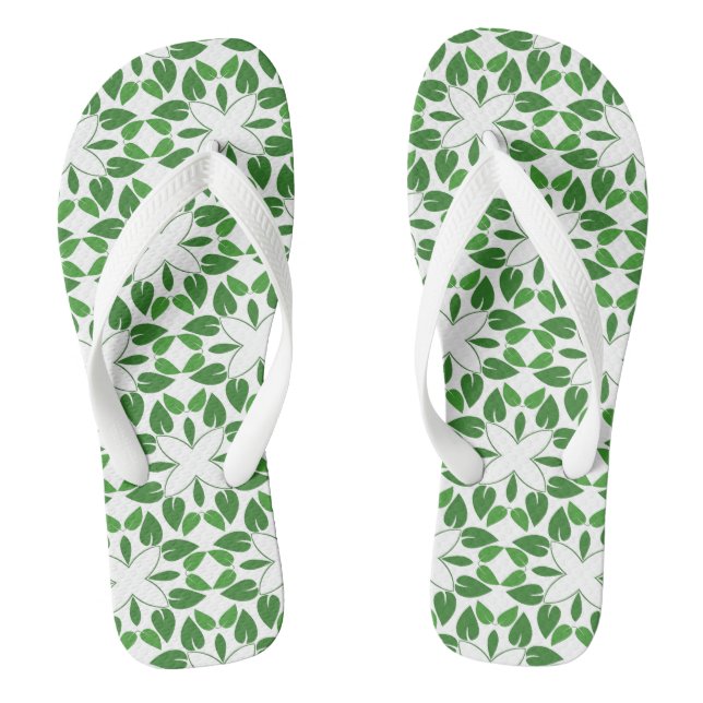 Leaf Pattern, Pattern Of Leaves, Green Leaves Jandals (Footbed)
