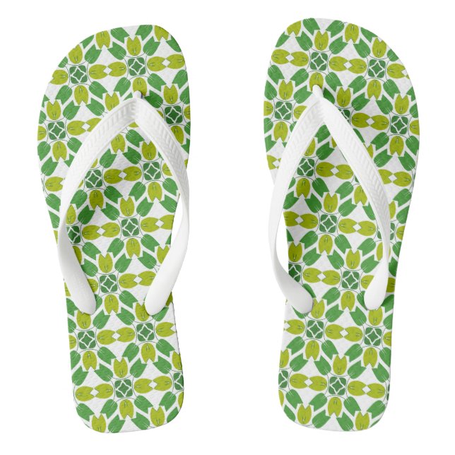 Leaf Pattern, Pattern Of Leaves, Green Leaves Jandals (Footbed)