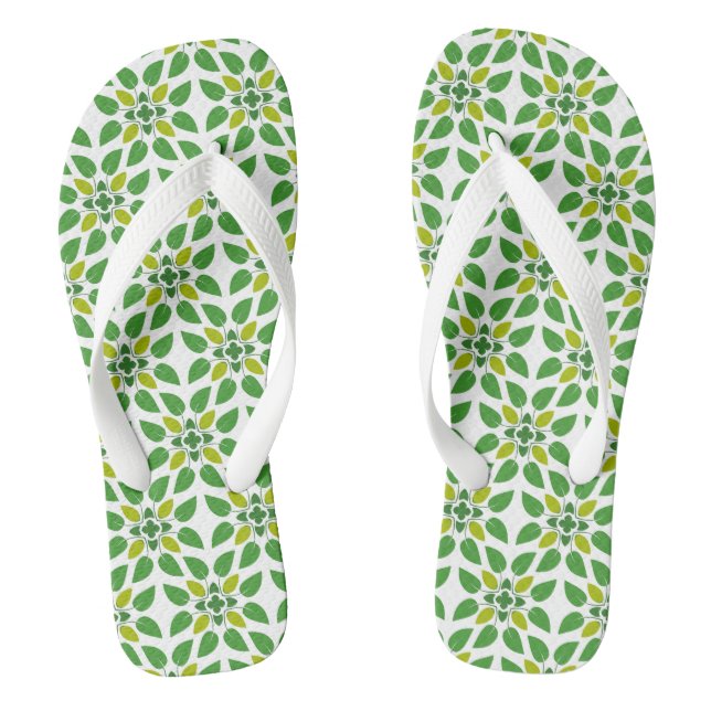 Leaf Pattern, Pattern Of Leaves, Green Leaves Jandals (Footbed)